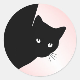 Sticker Rond Chat noir Sly rose