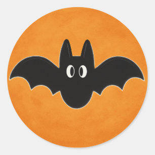 Sticker Rond Chat noir sur Arrière - plan orange