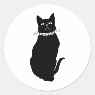 Sticker Rond Chat noir vintage