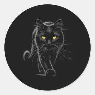 Sticker Rond Chat noir Yellow Eyes Chats