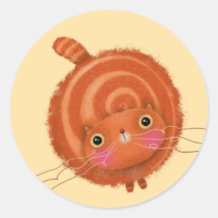 Sticker Rond Chat orange
