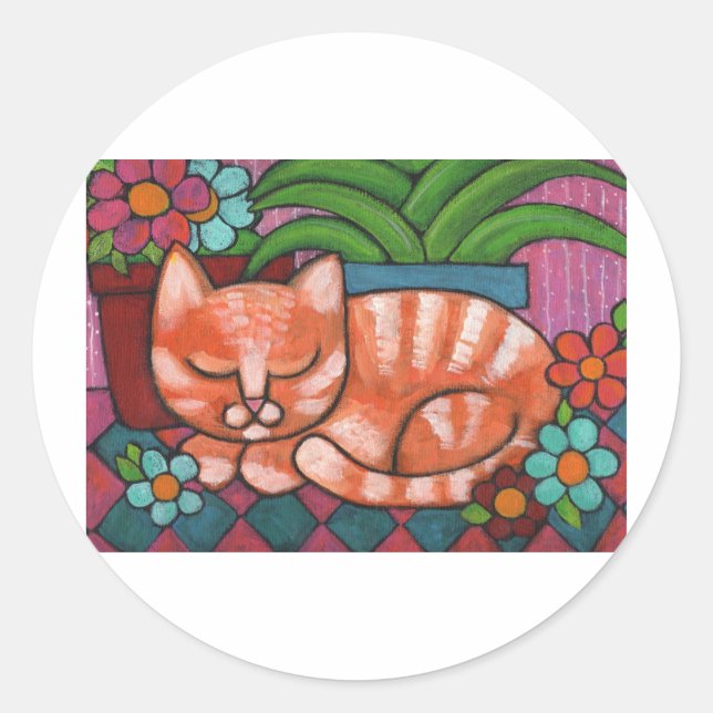 Sticker Rond Chat orange (Devant)