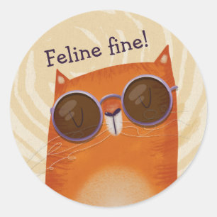 Sticker Rond Chat orange cool