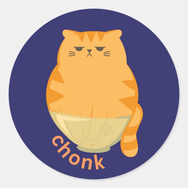Sticker Rond Chat orange grassouillet (Devant)