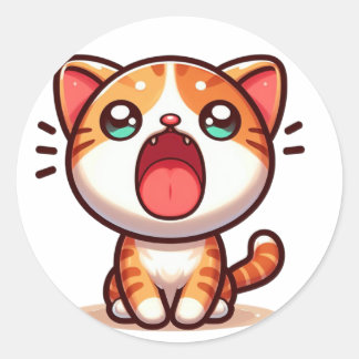 Sticker Rond Chat orange Kawaii