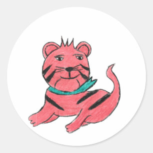 Sticker Rond Chat orange mignon