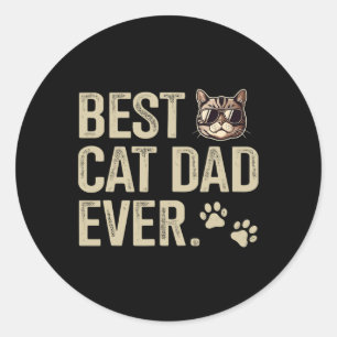 Sticker Rond Chat Papa Jamais Pour Fête des pères Anniversaire