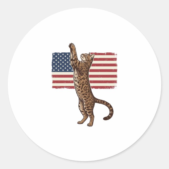 Sticker Rond Chat patriotique Drapeau américain Design vectorie (Devant)