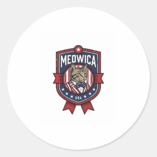 Sticker Rond Chat patriotique vintage Meowica USA Conception de