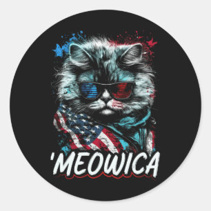 Sticker Rond Chat persan patriotique d'Amérique