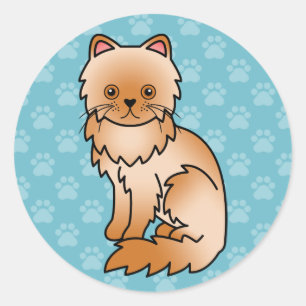 Sticker Rond Chat Persan Rouge
