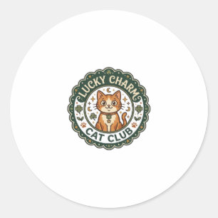 Sticker Rond Chat porte-bonheur POD Art Vector - Chat porte-bon