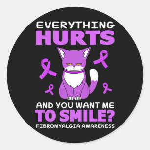 Sticker Rond Chat Pour Femmes Tout Met À Mal Fibromyalgie Award