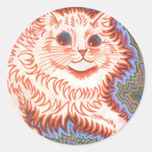 Sticker Rond Chat Psychedélique vintage De Louis Wain