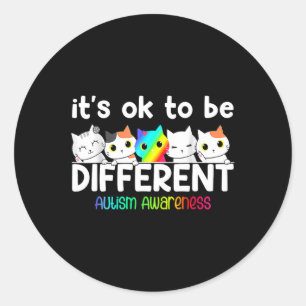 Sticker Rond Chat Puzzle Animal Neurodifférent de sensibilisati