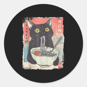 Sticker Rond Chat Ramen Noodle japonais Anime Manga Ramen Kawai