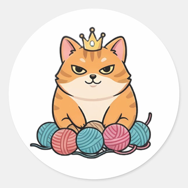 Sticker Rond Chat Roi (Devant)