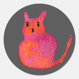 Sticker Rond Chat rose funky chaton mignonette