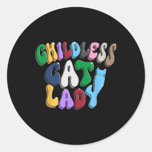 Sticker Rond Chat Sans Enfant Dame Super 80s Chat Avec Amour Et