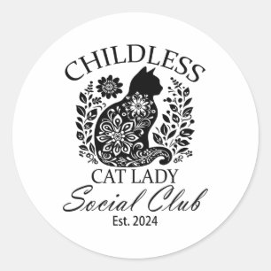 Sticker Rond Chat sans enfants Dames Social Club Mème Chat Kama