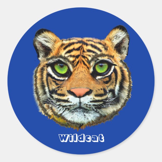 Sticker Rond Chat sauvage en bleu (Devant)