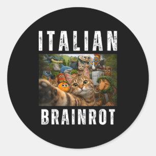 Sticker Rond Chat selfie avec mème drôle de brainrot italien