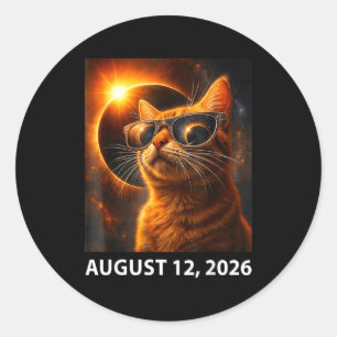 Sticker Rond Chat selfie éclipse solaire totale 2026 12 août 20