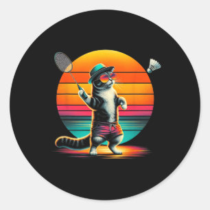 Sticker Rond Chat Shuttle Badminton Hommes Femmes