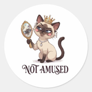 Sticker Rond Chat siamois royal non amusé