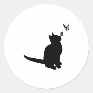 Sticker Rond Chat Silhouette