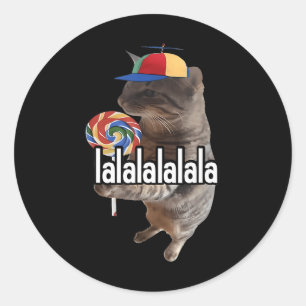 Sticker Rond Chat Silly Avec Mème Lollipop