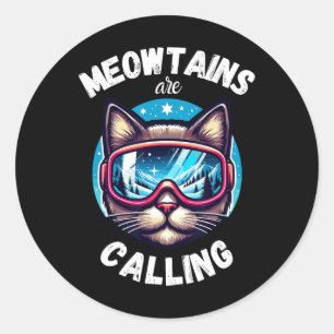 Sticker Rond Chat Ski Goggles Ski Snowboard Ski Hiver Ski Res