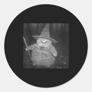 Sticker Rond Chat sorcier gras Chaton gras sorcier Chat drôle M
