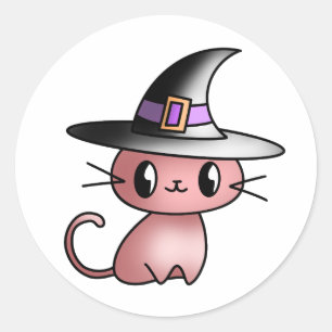 Sticker Rond Chat-sorcier Hawaii
