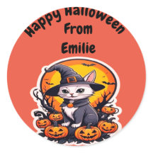 Chat sorcière mignonne avec citrouille