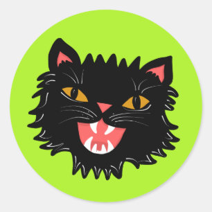 Sticker Rond Chat souriant Vintage Halloween Style Cool