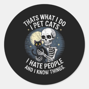 Sticker Rond Chat squelette amateur de chaton crâne propriétair