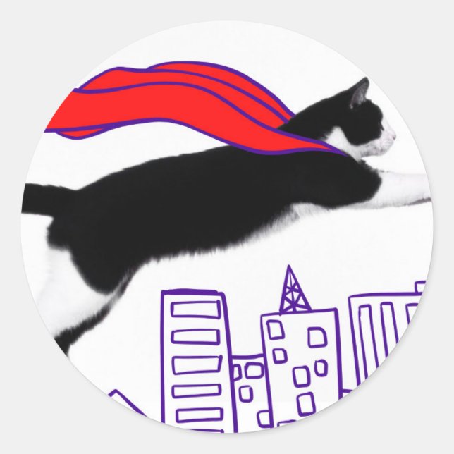 Sticker Rond Chat Superhero (Devant)
