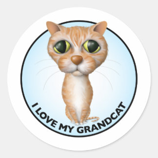 Sticker Rond Chat Tabby Orange - J'Aime Mon Grand-Chat