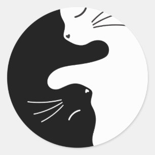 Sticker Rond Chat Tai Chi Maître Zen Équilibre Félin