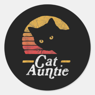 Sticker Rond Chat Tante Vintage 80 Style Sun Tat Retro Dist
