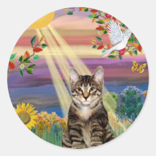 Sticker Rond Chat (Tigre) - Soleil d'automne