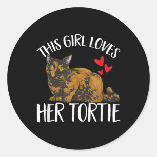 Sticker Rond Chat Tortoiseshell Cette Fille Aime Sa Tortie