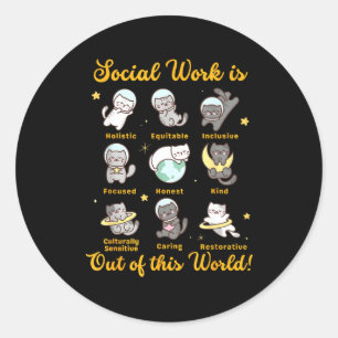Sticker Rond Chat travailleur social dicton drôle chats mème so