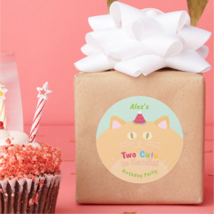 Sticker Rond Chat "Trop Mignon Pour Être Manié" Fête d'Annivers