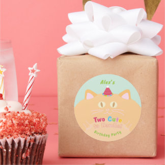 Sticker Rond Chat "Trop Mignon Pour Être Manié" Fête d'Annivers