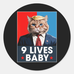 Sticker Rond Chat Trump 9 Vies Par Drôle Vote Pour Chat Trump 2