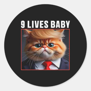 Sticker Rond Chat Trump 9 Vies Par Drôle Vote Pour Trump Chats 