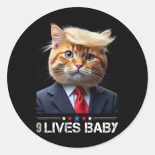 Sticker Rond Chat Trump 9 Vies Par Drôle Vote Pour Trump Chats