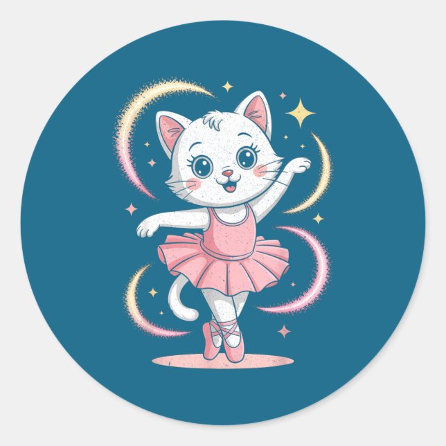 Sticker Rond Chat Tutu Danse de Ballet (Devant)